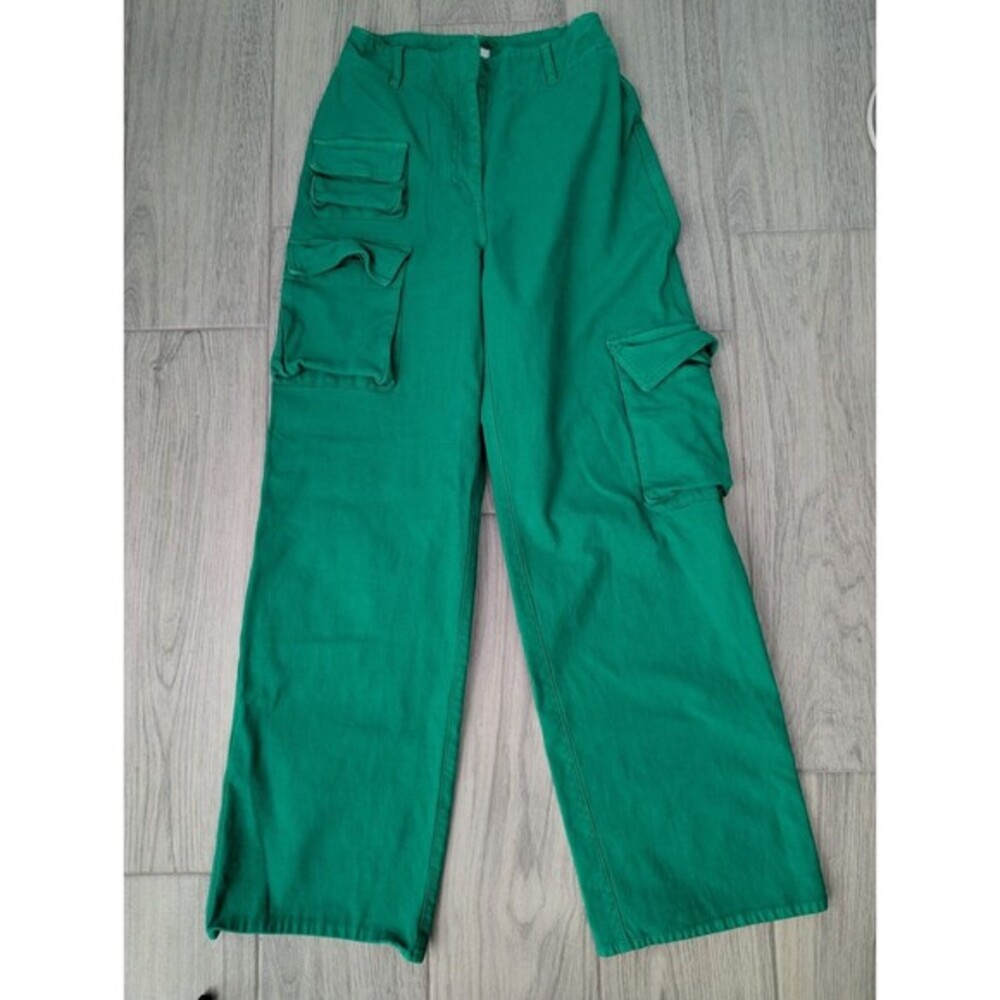 Wilfred Free Aritzia Green Cargo Pants Wide Leg High Utility Trousers Size 8